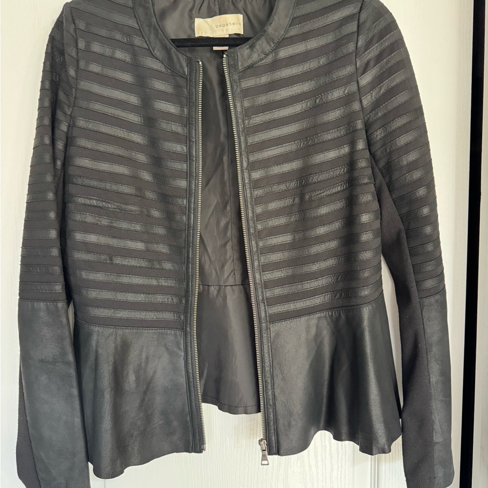 Bagatelle Black Striped Leather Jacket